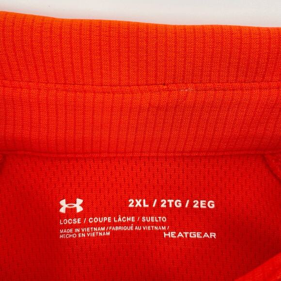 Under Armour 2XL Heatgear Golf Polo Men Orange G Logo Short Sleeve Shirt Jersey - Picture 3 of 7